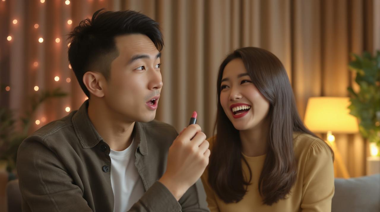 76吃瓜爆料网 - 家庭搞笑日常：老婆让老公猜口红色号笑翻全网