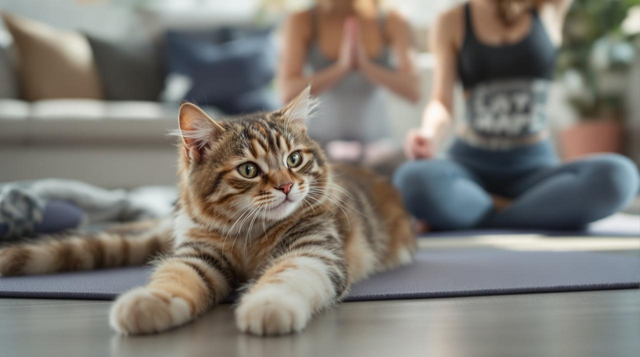 76吃瓜爆料网 - 猫咪模仿主人做瑜伽，动作神同步笑喷网友